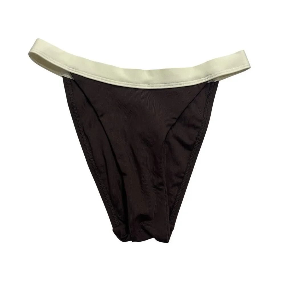 MONDAY Swimwear Santorini Bikini Bottoms in Espresso Ivory